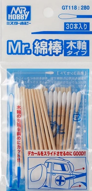 MR. HOBBY COTTON Swab Set (Wooden Stick Type) x30