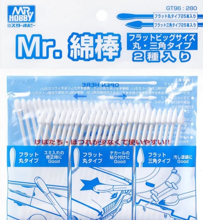 MR. HOBBY COTTON Swab (Flat Round+Triangle) x25 each