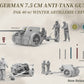Contenido de la caja del cañón alemán anticarro Pak40 de 75mm con 3 figuras de artilleros en invierno en escala 1:35 de Border Model referencia BT056