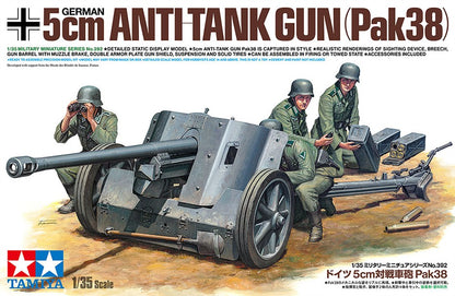 Foto portada de la caja de la maqueta del cañón anticarro PaK38 a escala 1:35 de Tamiya referencia 35392
