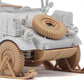 Detalle del eje delantero de la maqueta del vehículo alemán Kubelwagen en su version halftrack en escala 1:35 de Meng con referencia VS-018