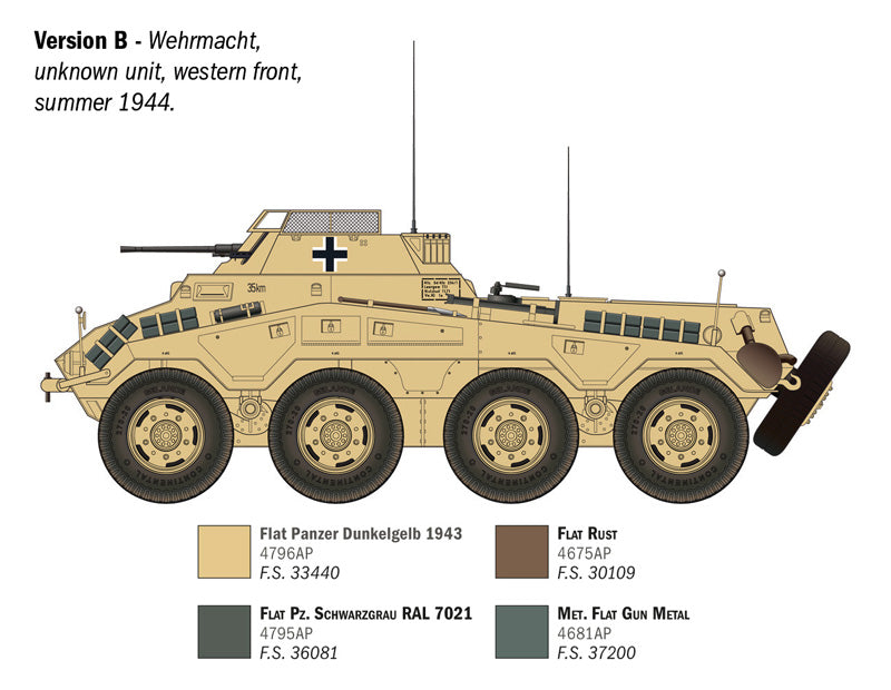 Camuflaje 2 de la maqueta del vehículo alemán Sd.Kfz.234/1 en escala a1:35 de Iatleri referencia 6757