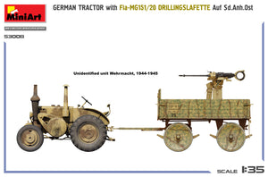 Decoración lateral 1 de la maqueta del tractor alemán con remolque y Fla-MG151 en escala 1:35 de Miniart referencia 53008