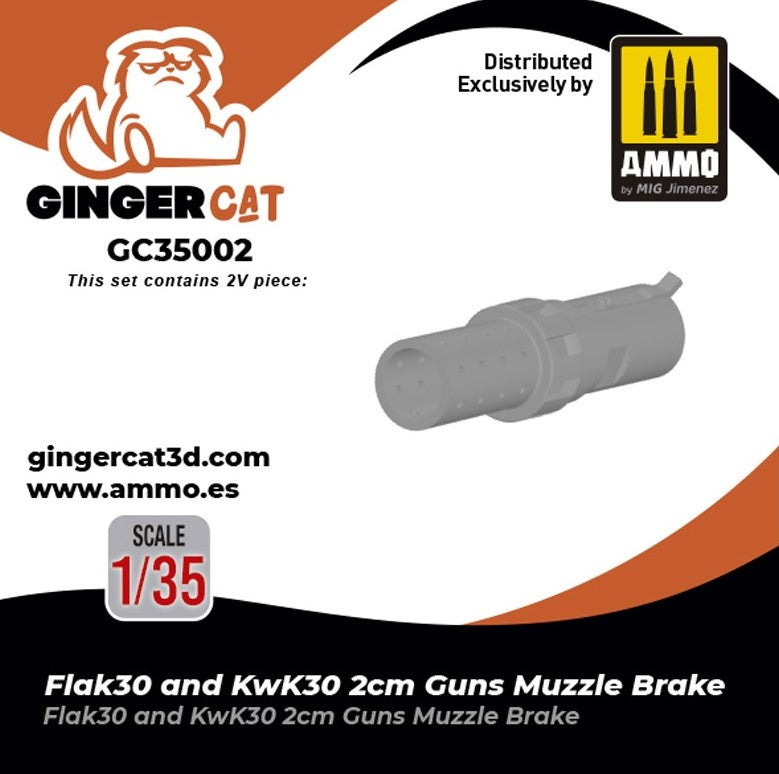 GINGERCAT (1/35) Flak30 and KwK30 2cm Guns Muzzle Brake (2 uds.)