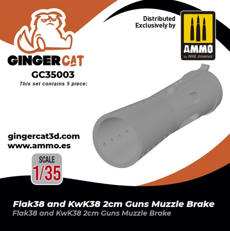 GINGERCAT (1/35) Flak38 and KwK38 2cm Guns Muzzle Brake (5 uds.)