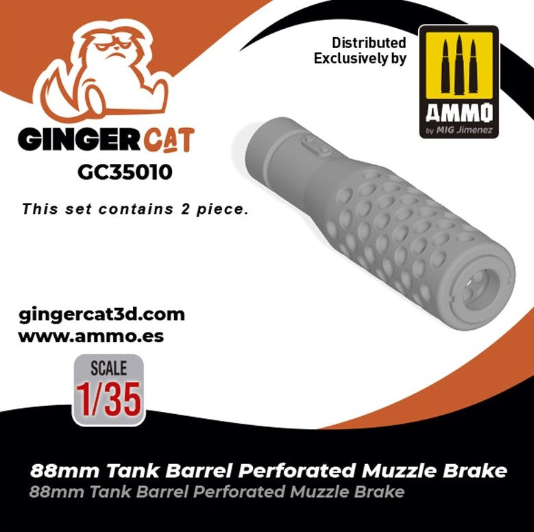 GINGERCAT (1/35) 88mm Tank Barrel Perforated Muzzle Brake (2 uds.)