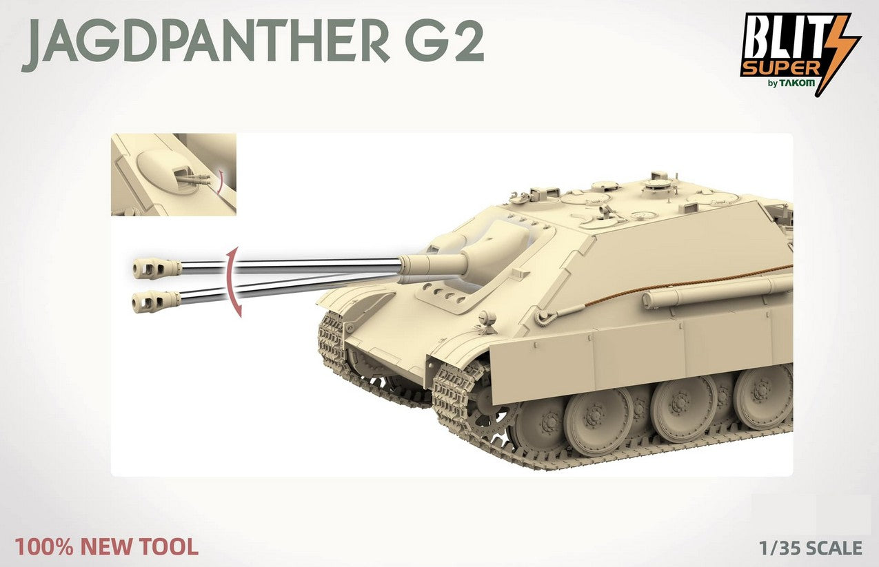 Movimientos del cañón y ametralladora  de la maqueta del cazacarros alemán Jagdpanther G2 en escala 1:35 del fabricante Das Werk 35042