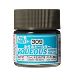 Bote de pintura acrílica de 10ml color verde USAF con equivalencia FS34079 de Mr Hobby referencia H-309