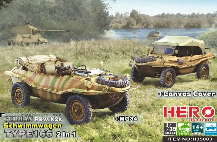 HERO HOBBY KITS (1/35) German Pkw.K2s Schwimmwagen Type 166 2 in 1