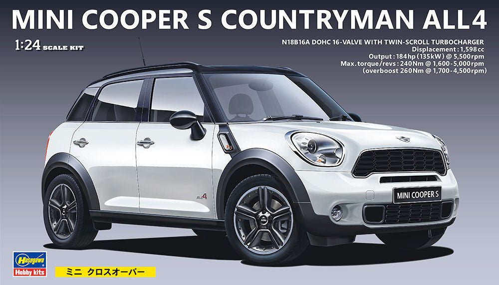 Foto de la portada de la maqueta del coche Mini Cooper S Countryman All 4 en escala 1:24 de Hasegawa referencia 24121
