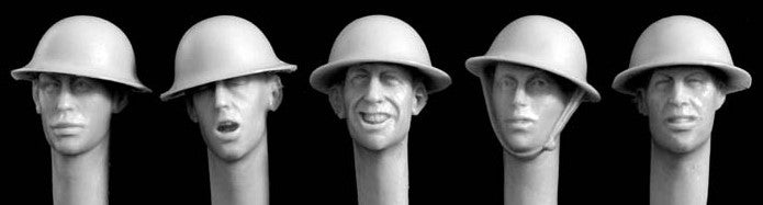 HORNET (1/35) 5 Heads wearing British WWI steel helmets (also used by USA) (HBH06)