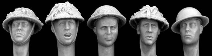 HORNET (1/35) 5 Heads in British Mk. II Helmets with Netting, WWII (HBH12)