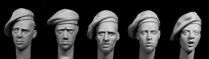 HORNET (1/35) 5 heads, Brit. Late WW2 berets/Polish paras (HBH19)