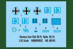 HOBBYBOSS (1/35) Deutsche 2cm Flak 38 Pz. Kpfw. 38 (t)