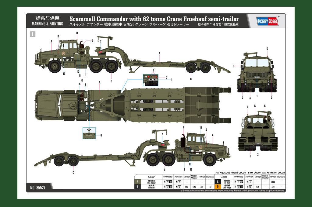 Decoración 1 de la maqueta pintada del camión pesado británico Scammell Commander en escala 1:35 de Hobby Boss referencia 85527