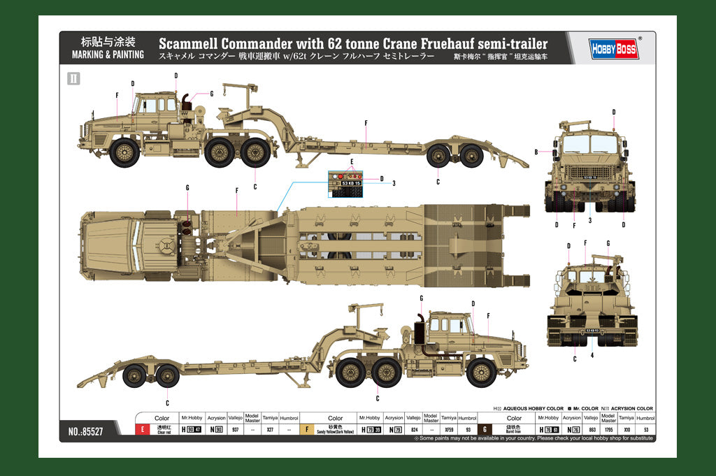 Decoración 2 de la maqueta pintada del camión pesado británico Scammell Commander en escala 1:35 de Hobby Boss referencia 85527