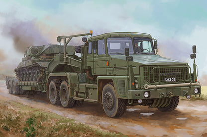 Portada de la caja de la maqueta del camión pesado británico Scammell Commander en escala 1:35 de Hobby Boss referencia 85527