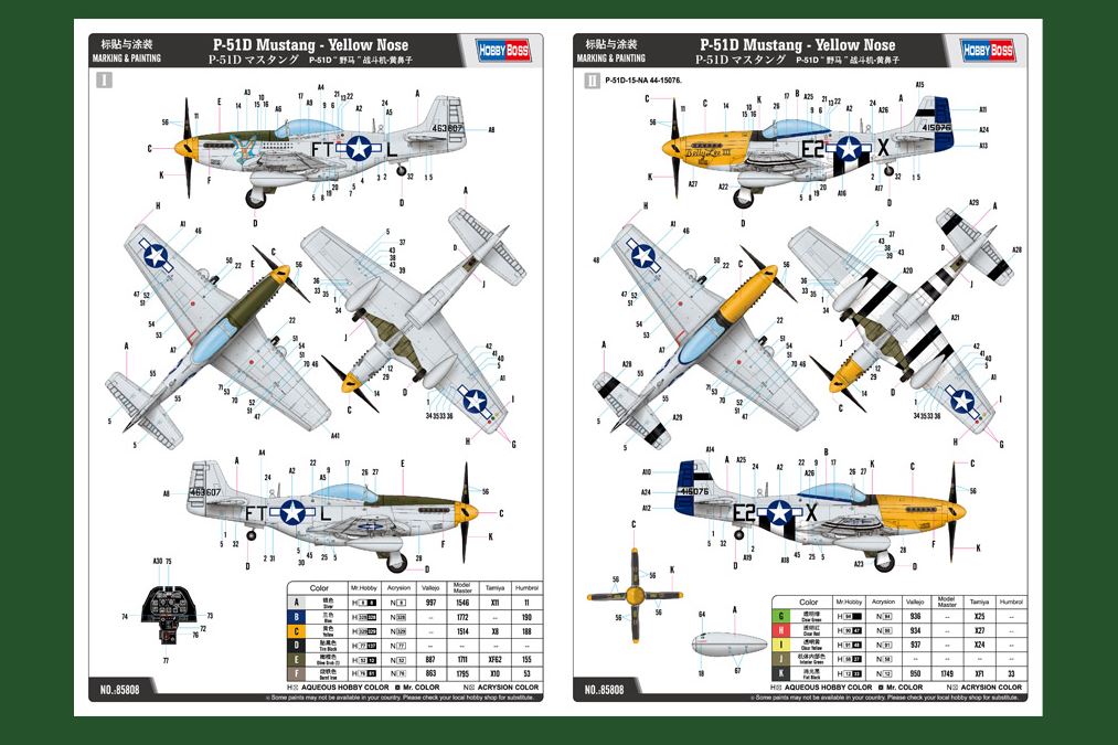 Kit Modello Aereo 1/48 P-51D Mustang 'Yellow Nose' - Scala 1:48 - Modellismo Statico Con Adesivi E Istruzioni - Plastica Da Montare E Dipingere