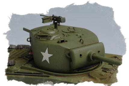 Detalle de la torreta de la maqueta del tanque M4A3 Sherman en escala 1:48 de Hobby Boss referencia 84805
