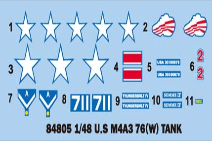 Calcas de la maqueta del tanque M4A3 Sherman en escala 1:48 de Hobby Boss referencia 84805