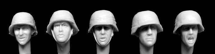 HORNET (1/35) 5 Heads Wearing WWII German Helmets with SS Camouflage Cover (HGH03)