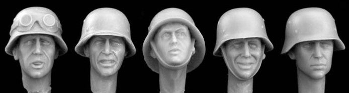 HORNET (1/35) 5 Heads Wearing Plain German Helmets WWII  (HGH04)