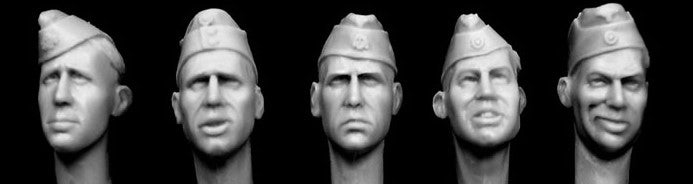 HORNET (1/35) German Heads w/ Side Caps WW II (HGH05)