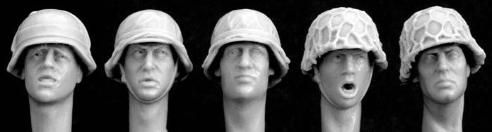 HORNET (1/35) 5 Heads in WWII German Helmets w/Improvised Coverings (HGH20)