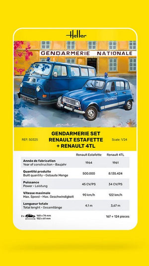 HELLER (1/24) Gendarmerie-Set Renault Estafette + Renault 4TL