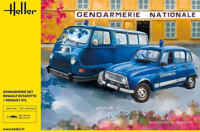 HELLER (1/24) Gendarmerie Set Renault Estafette + Renault 4TL
