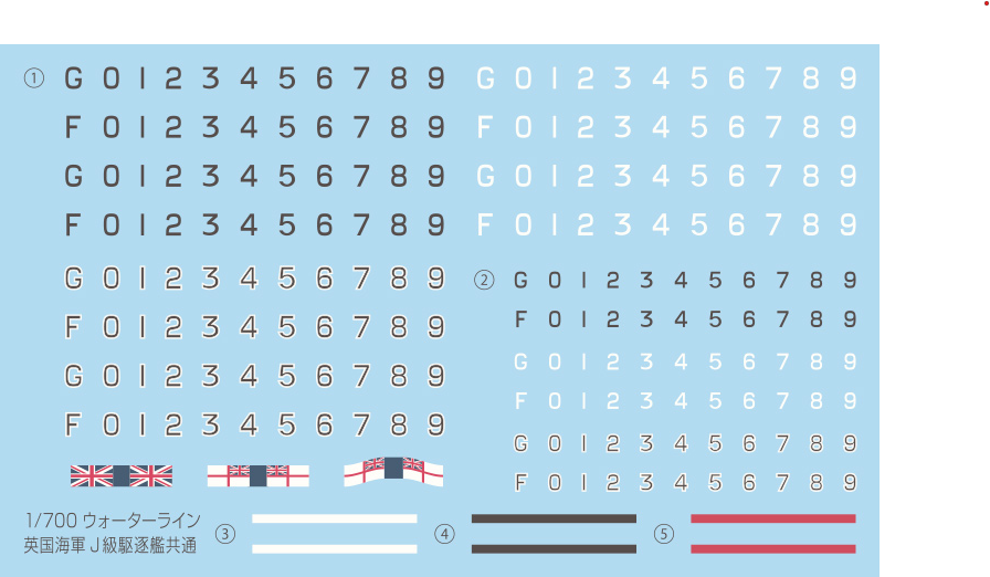Calcas de la maqueta del destructor británico HMS Jervish en escala 1:700 de Aoshima referencia 05766