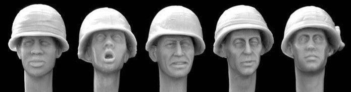 HORNET (1/35) 5 different heads wearing US helmet with cover (HUH02)