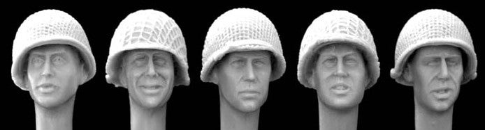 HORNET (1/35) 5 heads wearing US M1 helmet with netting (HUH04)