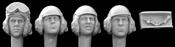 HORNET (1/35) 4 Heads w/US Tank Crew Headgear 1980s to Present (HUH07)