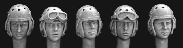 HORNET (1/35) 5 different heads wearing US WW II tank helmet (HUH08)