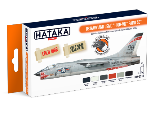 Set de pinturas con base laca para aviones de la US Navy y de los Marines de la Guerra de Vietnam y la Guerra Fría del fabricante Hataka referencia CS18