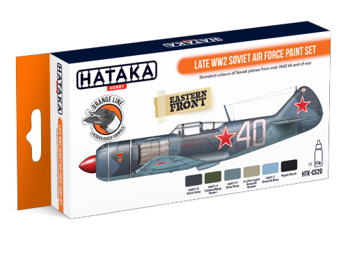 Set de pinturas con base laca para aviones de soviéticos de finales de la Segunda Guerra Mundial del fabricante Hataka referencia CS20