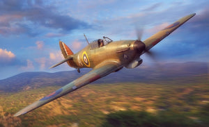 Portada de la caja de la maqueta del caza británico Hawker Hurricane Mk.I Trop en escala 1:32 de Fly referencia 32017
