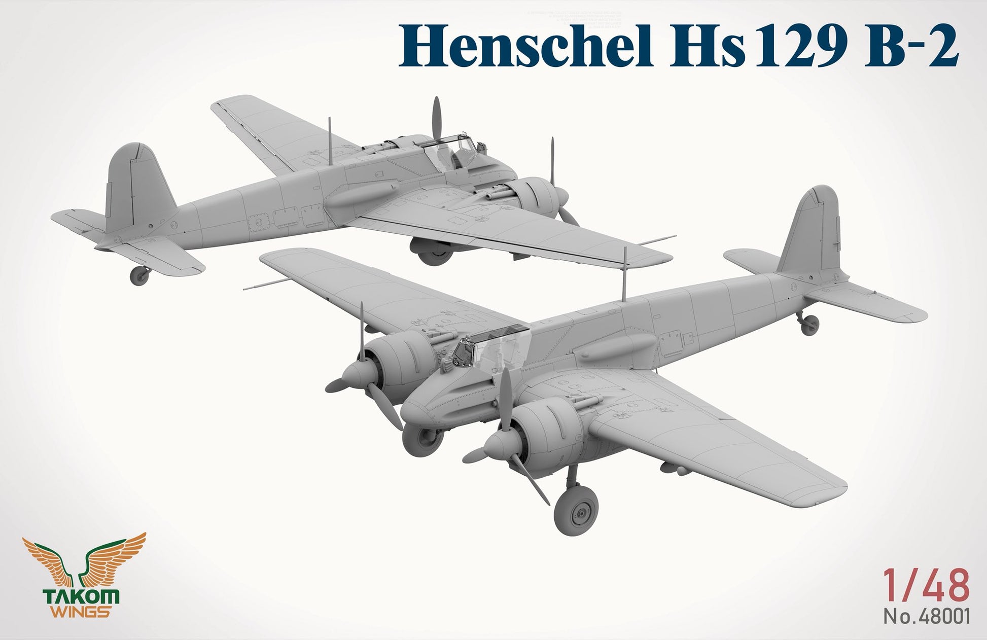 Vistas laterales de la maqueta del avión Hs129 B2 en escala 1:48 de Takom con referencia 48001