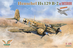 Portada de la caja de la maqueta del avión Hs129 B2 en escala 1:48 de Takom con referencia 48001