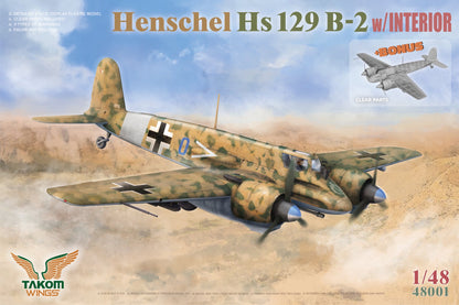 Portada de la caja de la maqueta del avión Hs129 B2 en escala 1:48 de Takom con referencia 48001