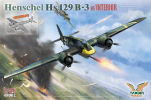 Portada de la caja de la maqueta del avión Hs129 B3 en escala 1:48 de Takom con referencia 48002