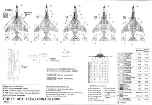 Instrucciones 2 del set de calcas israelitas para aviones RF-4E y F-4E y ES en escala 1:48 de Hi-Decal Line referencia 48007
