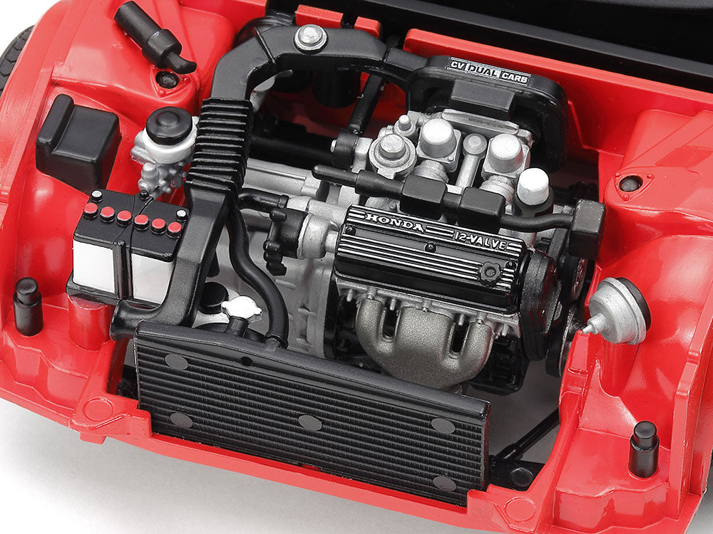 Detalle motor de la maqueta del Honda Prelude XX en escala 1:24 de Tamiya referencia 24032