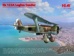Caja de la maqueta del bombardero ligero alemán que sirvió en el Legión Cóndor durante la Guerra Civil Hs 123 A1 en escala 1:32 de ICM referencia 32016