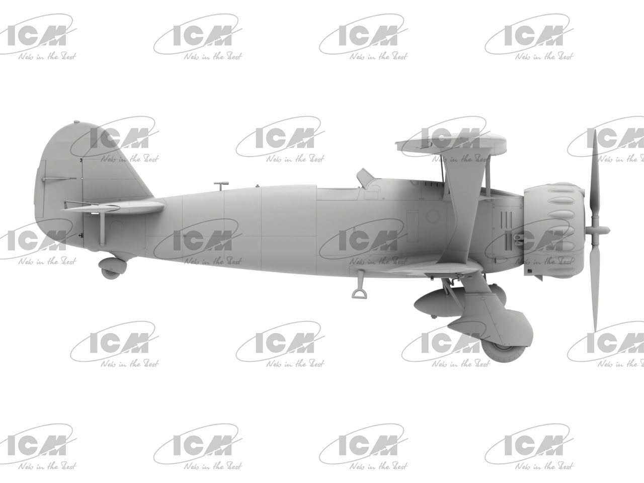 Vista lateral derecha de la maqueta del bombardero ligero alemán que sirvió en el Legión Cóndor durante la Guerra Civil Hs 123 A1 en escala 1:32 de ICM referencia 32016