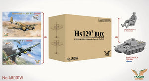 Caja edición especial y limitada con 2 Hs-129, pilotos y Panther, todo en escala 1:48 de Takom referencia 48001W