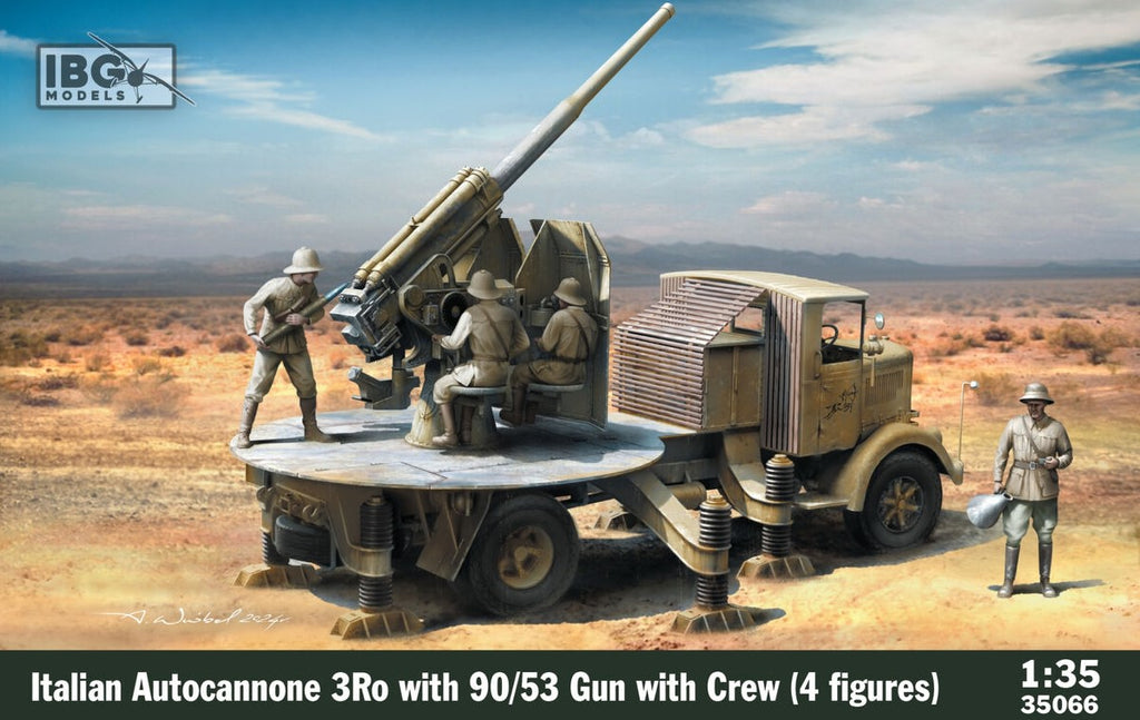 IBG MODELS (1/35) Italian Autocannone 3Ro with 90/53 Gun with Crew (4 Figures)