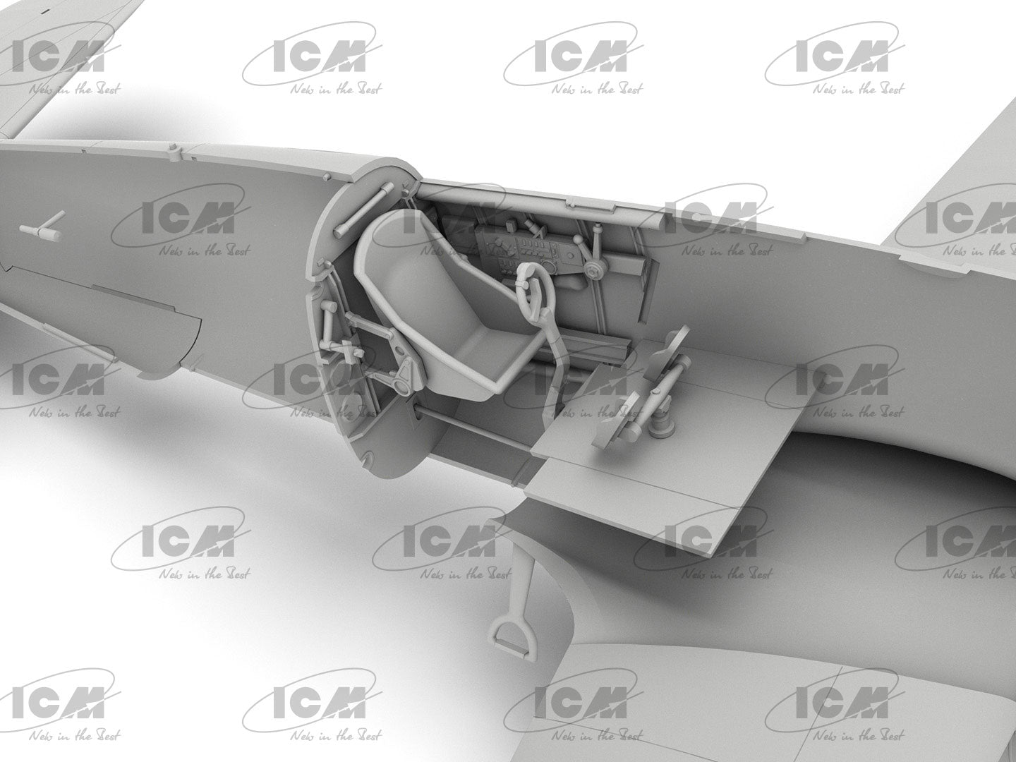 Detalle de los interiores de la maqueta del avión alemán Hs 123 A-1 en escala 1:32 de ICM referencia 32015