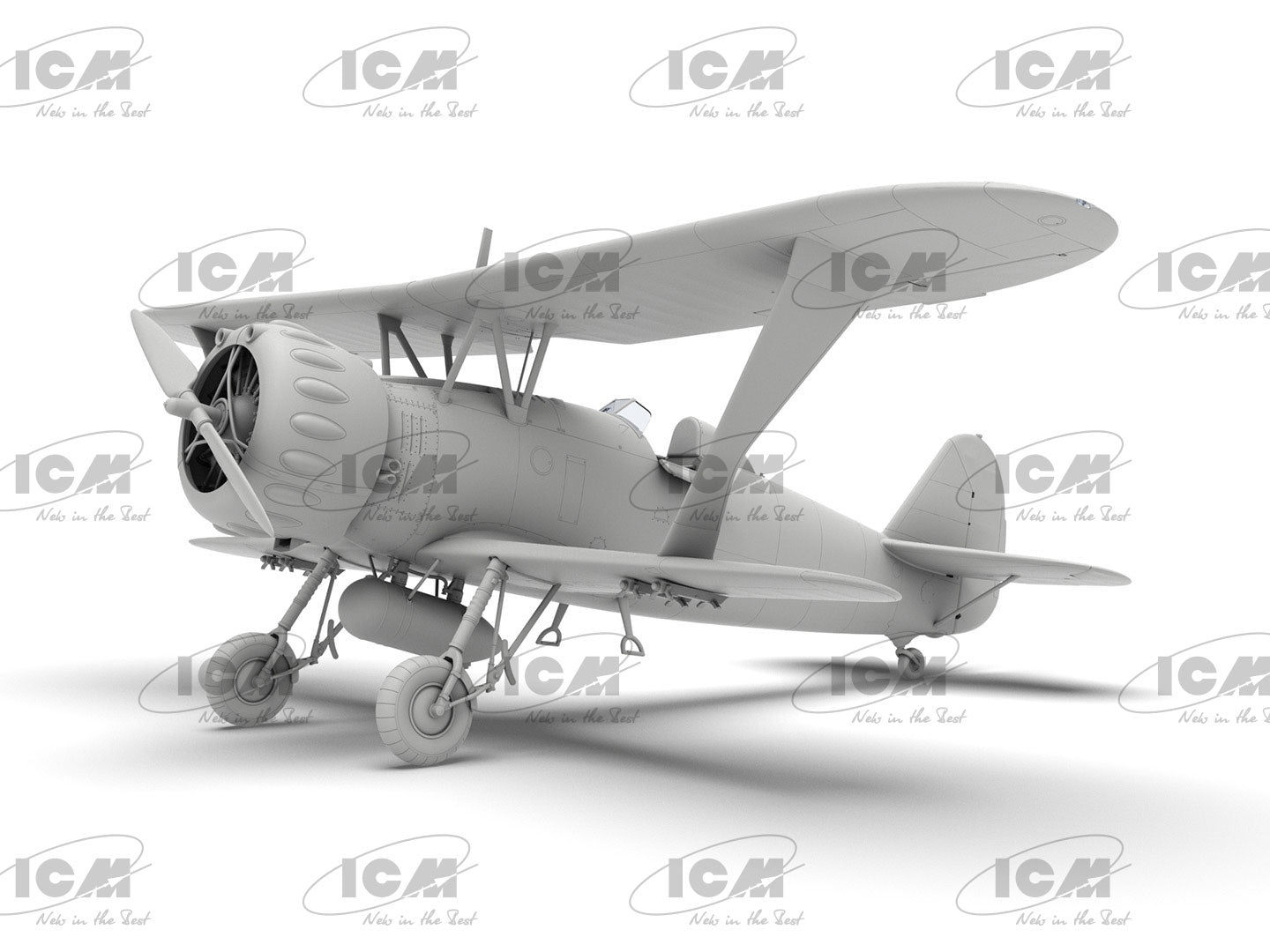 Foto frontal de la maqueta del avión alemán Hs 123 A-1 en escala 1:32 de ICM referencia 32015